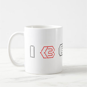 I Heart Geeks ASCII ART Coffee Mug
