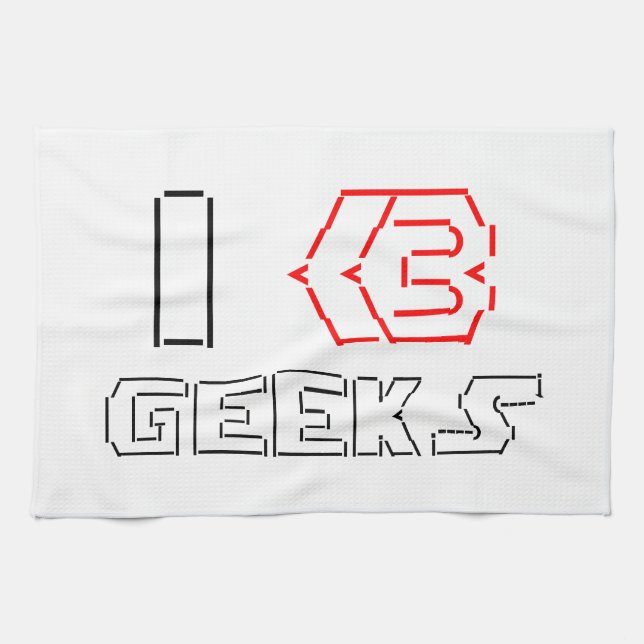 I Heart Geeks ASCII ART Kitchen Towel (Horizontal)