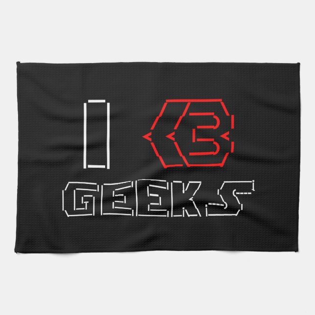 I Heart Geeks ASCII ART Kitchen Towel (Horizontal)
