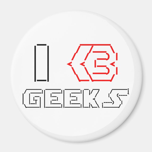 I Heart Geeks ASCII ART Magnet (Front)