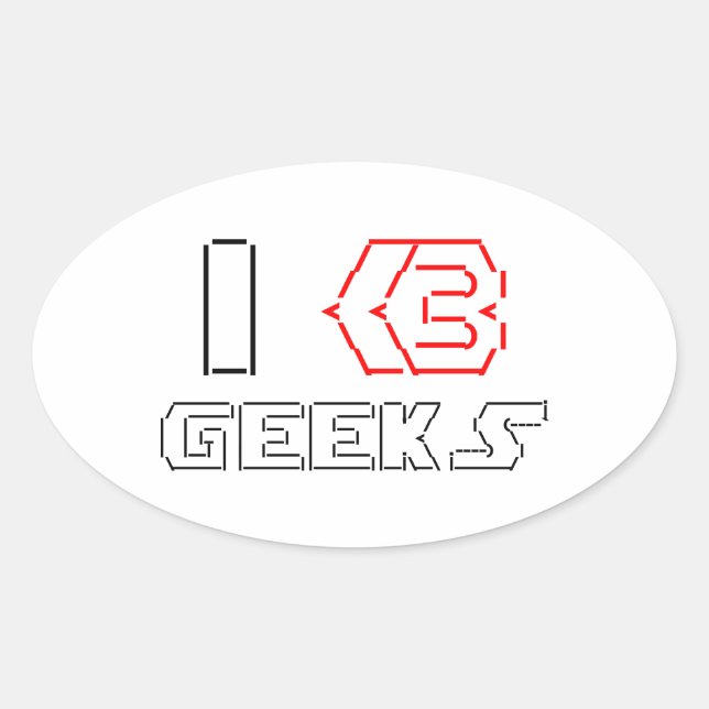 I Heart Geeks ASCII ART Oval Sticker (Front)