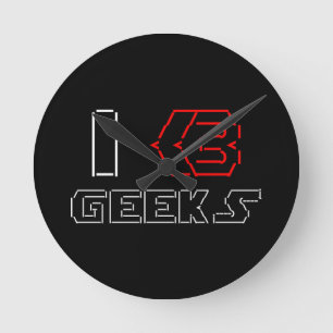 I Heart Geeks ASCII ART Round Clock