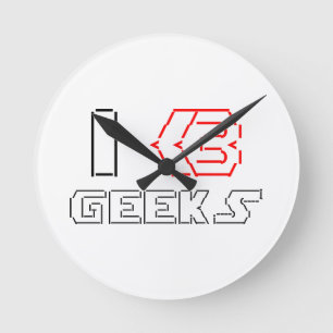 I Heart Geeks ASCII ART Round Clock