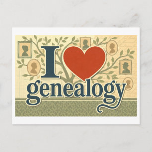 "I [Heart] Genealogy" Postcard
