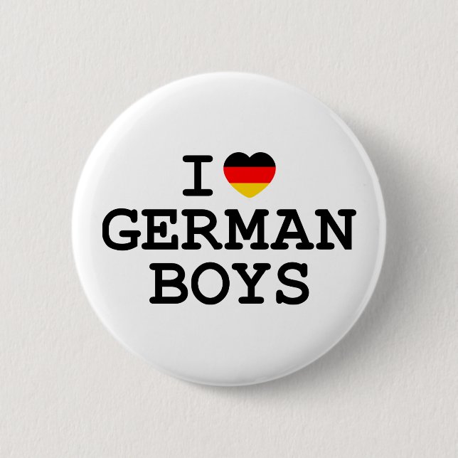 I Heart German Boys 2 Inch Round Button (Front)