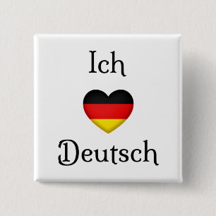 "I Heart German" Favourite Language School Subject 2 Inch Square Button