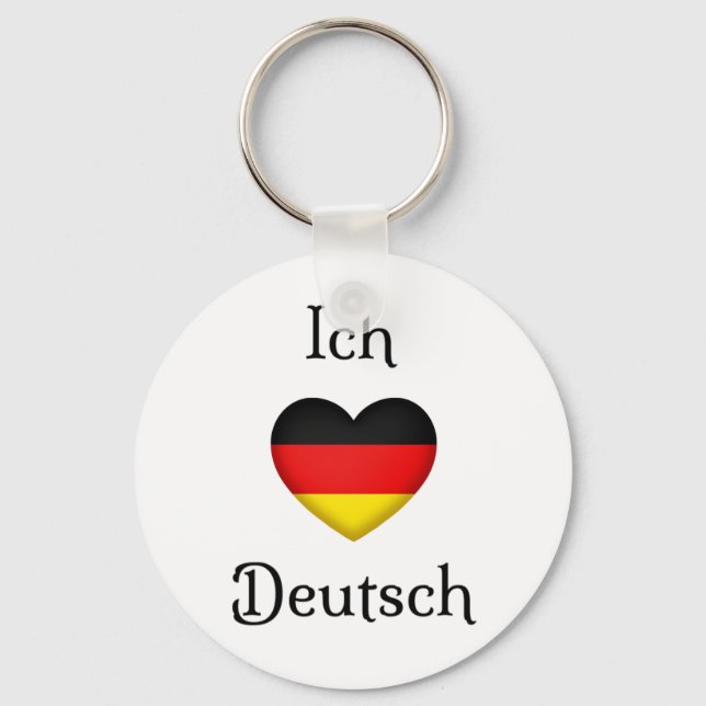 "I Heart German" Favourite Language School Subject Keychain (Front)