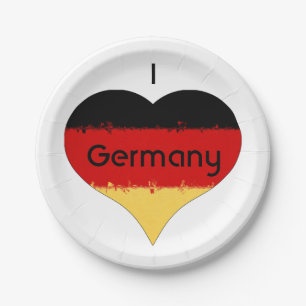 I Heart Germany German Flag Paper Plate