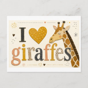 "I [Heart] Giraffes" Postcard