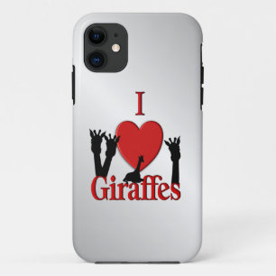 I Heart Giraffes Silver iPhone 11 Case