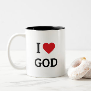 I Heart God - Christian Faith Based Gifts Two-Tone Coffee Mug