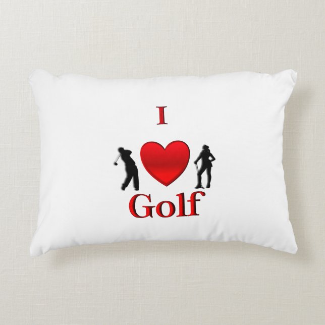 I Heart Golf Accent Pillow (Front)