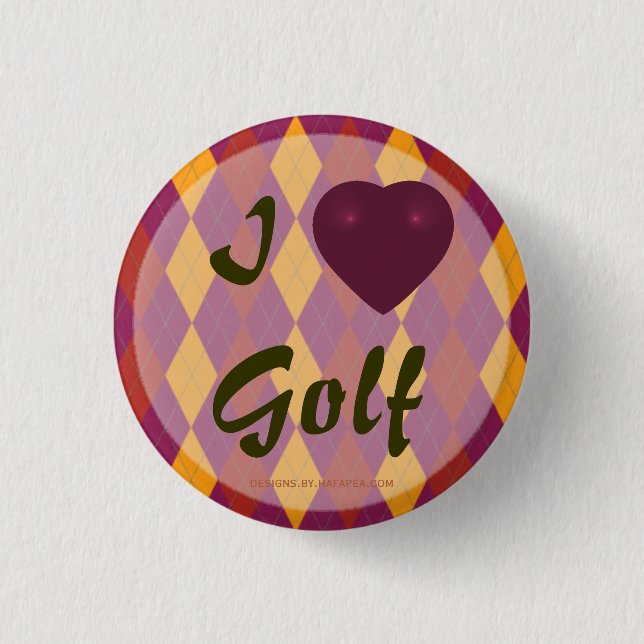 I Heart Golf Tropical Argyle 1 Inch Round Button (Front)