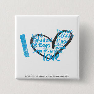 I Heart Graffiti Aqua 2 Inch Square Button