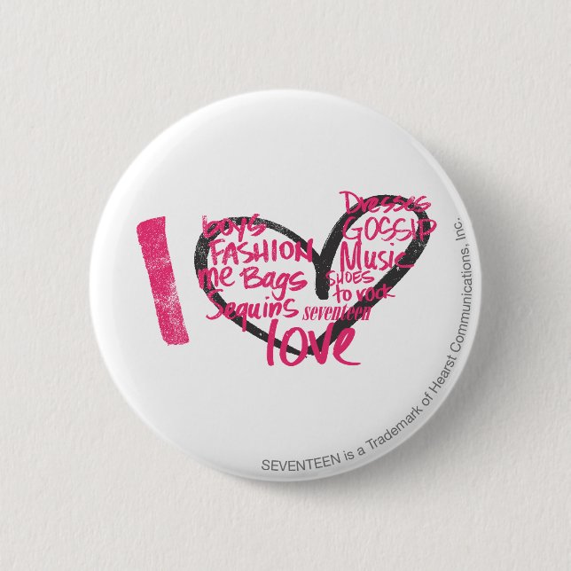 I Heart Graffiti Magenta 2 Inch Round Button (Front)