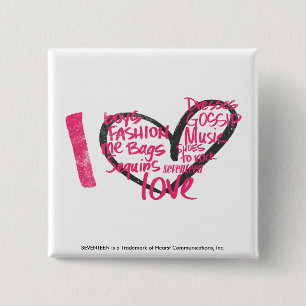 I Heart Graffiti Magenta 2 Inch Square Button