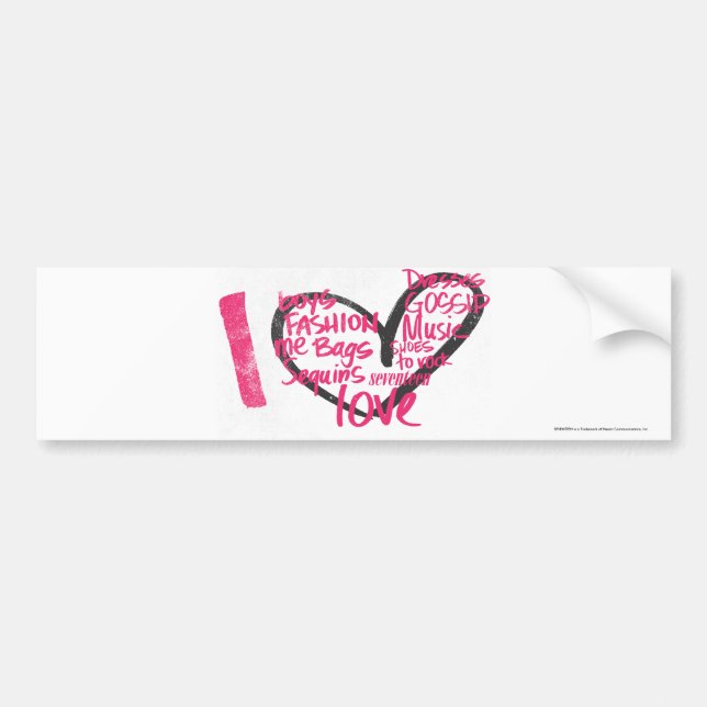 I Heart Graffiti Magenta Bumper Sticker (Front)