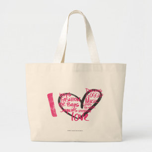 I Heart Graffiti Magenta Large Tote Bag