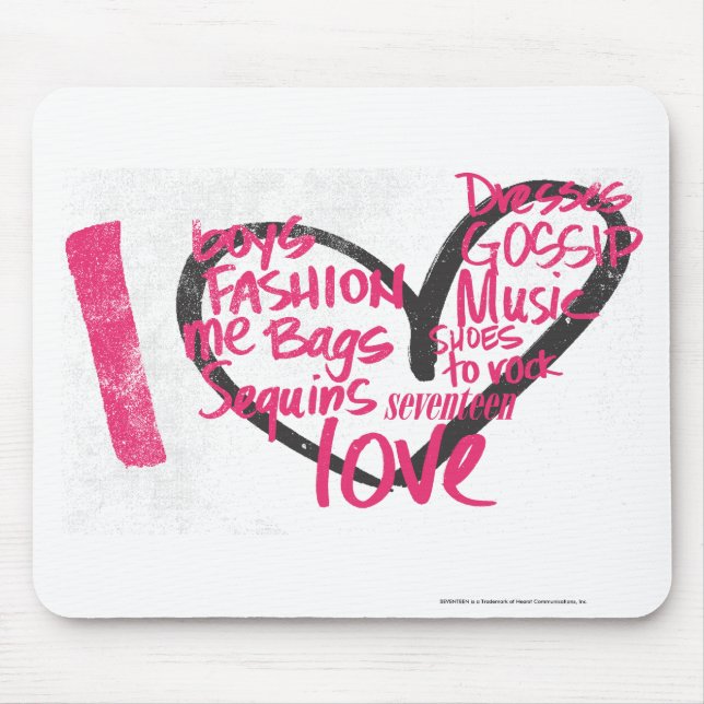 I Heart Graffiti Magenta Mouse Pad (Front)