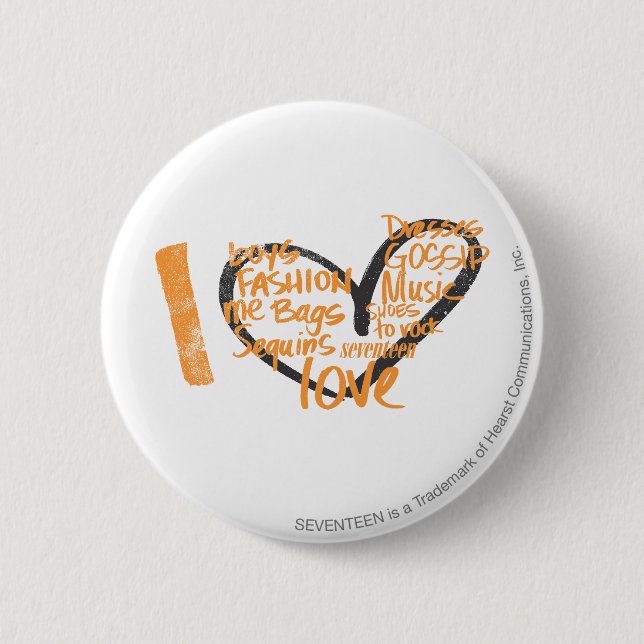 I Heart Graffiti Orange 2 Inch Round Button (Front)