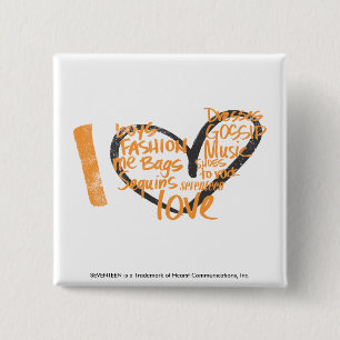 I Heart Graffiti Orange 2 Inch Square Button
