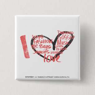I Heart Graffiti Pink 2 Inch Square Button