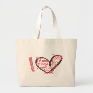 I Heart Graffiti Pink Large Tote Bag