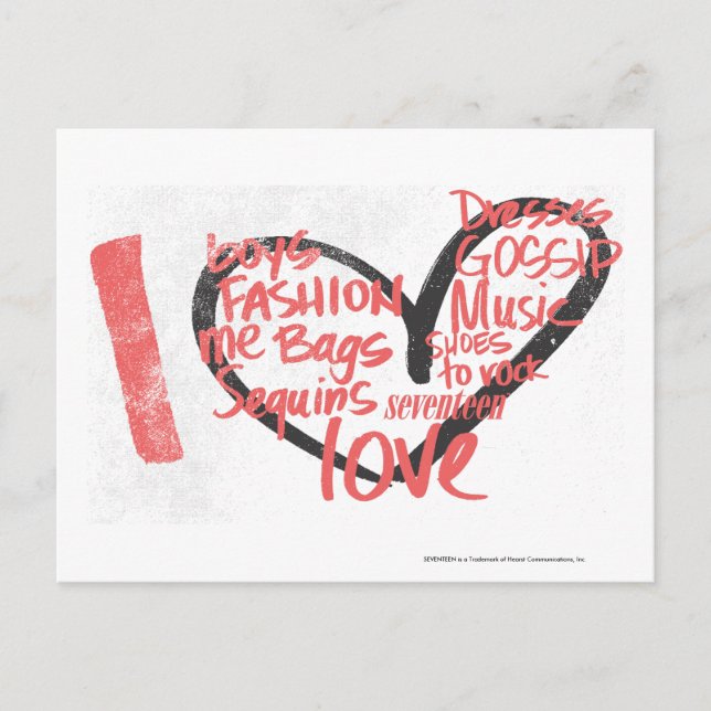 I Heart Graffiti Pink Postcard (Front)