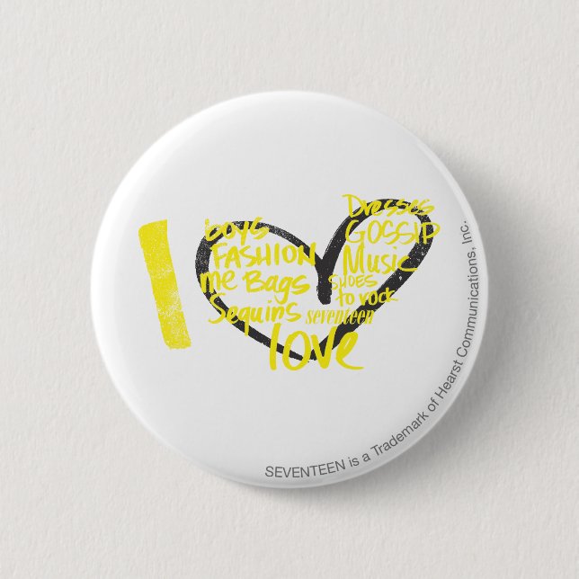 I Heart Graffiti Yellow 2 Inch Round Button (Front)