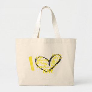 I Heart Graffiti Yellow Large Tote Bag