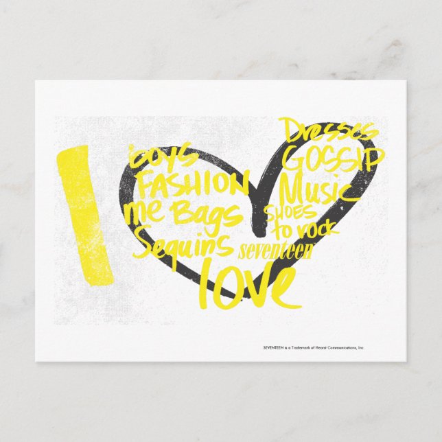 I Heart Graffiti Yellow Postcard (Front)