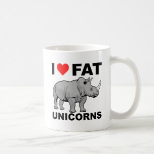 I Heart Graisse Unicorn Rhino Drôle Mug