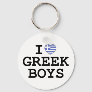 I Heart Greek Boys Keychain