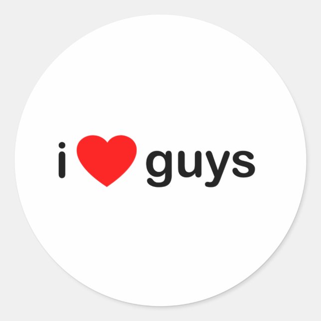 I Heart Guys - Love Men Boys Classic Round Sticker (Front)