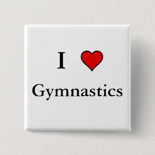 I Heart Gymnastics 2 Inch Square Button