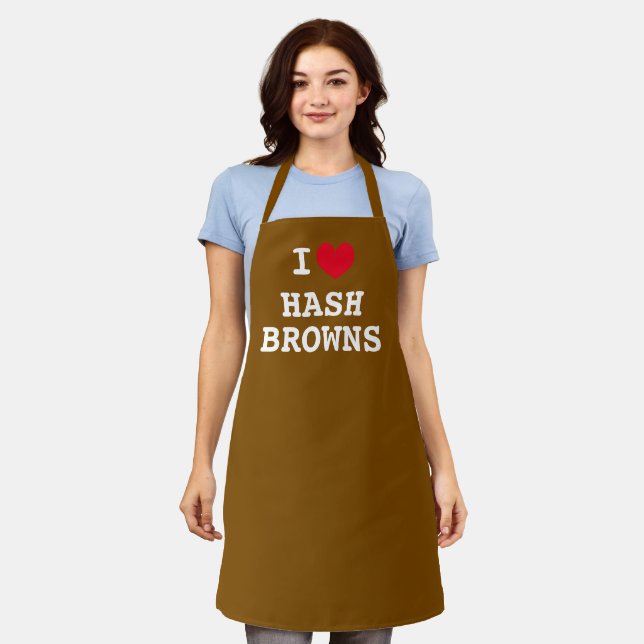 I heart hash browns ❤ Funny brown kitchen apron (Worn)