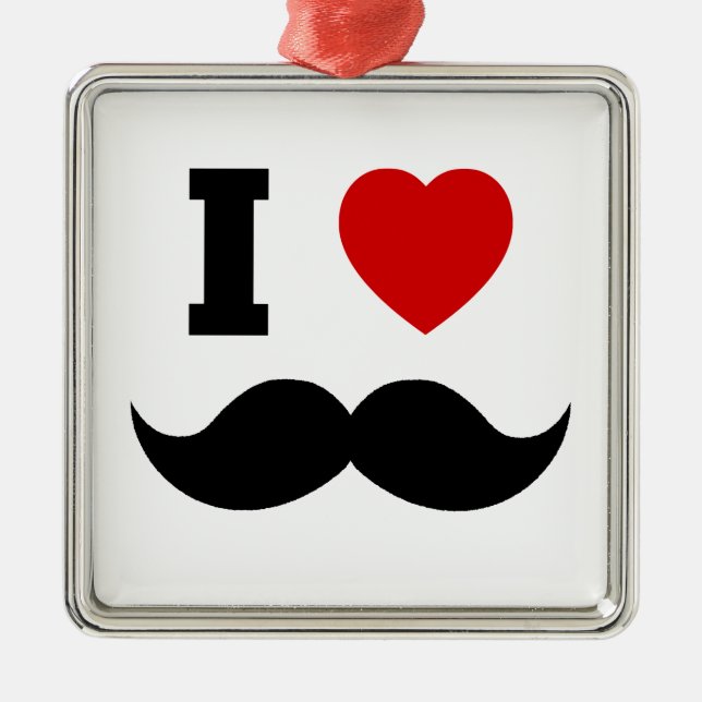 I Heart Hipster Moustache Metal Ornament (Front)