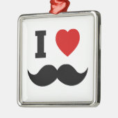I Heart Hipster Moustache Metal Ornament (Left)