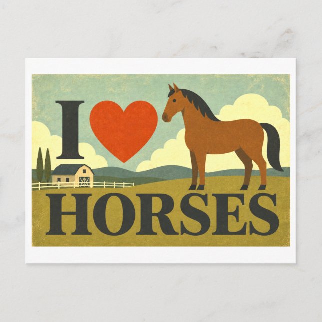 "I [Heart] Horses" Postcard (Front)