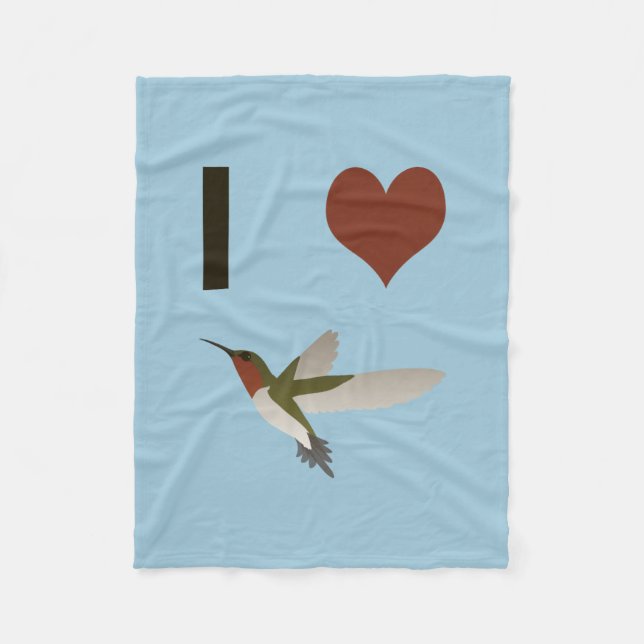I heart Hummingbirds Fleece Blanket (Front)