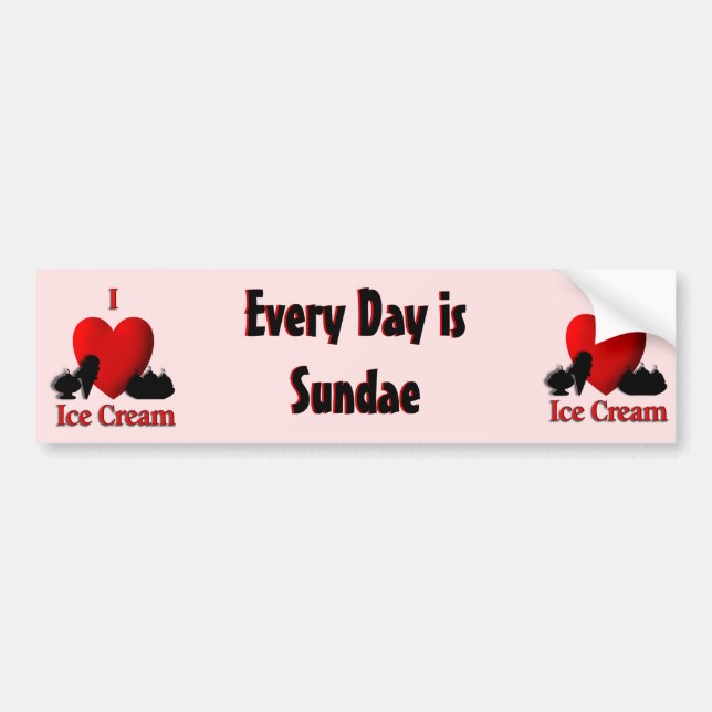 I Heart Ice Cream Bumper Sticker (Front)