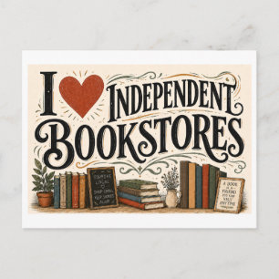 "I [Heart] Independent Bookstores" Postcard