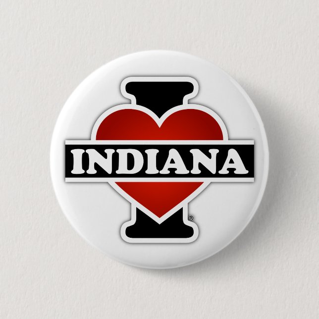 I Heart Indiana 2 Inch Round Button (Front)