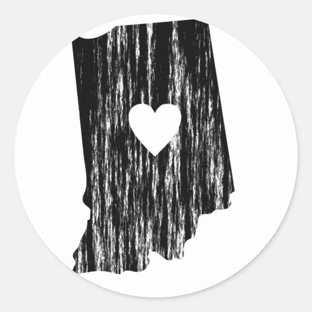 I Heart Indiana Grunge Worn Outline State Love Classic Round Sticker (Front)