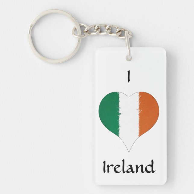 I Heart Ireland Irish Tricolor Flag Keychain (Front)