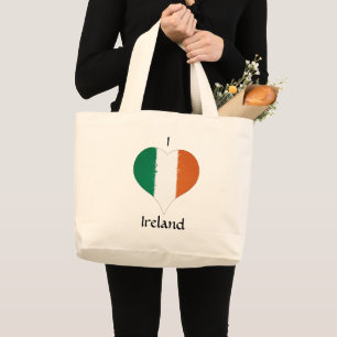 I Heart Ireland Irish Tricolor Heart Flag Large Tote Bag