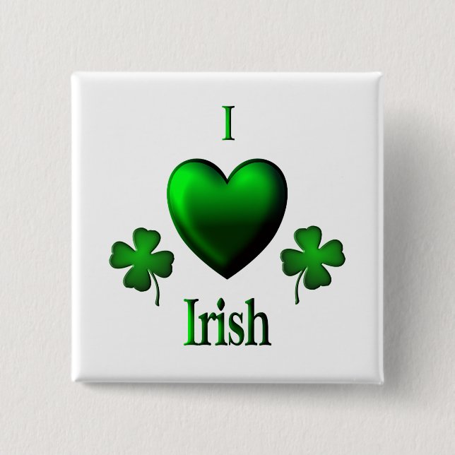 I Heart Irish 2 Inch Square Button (Front)