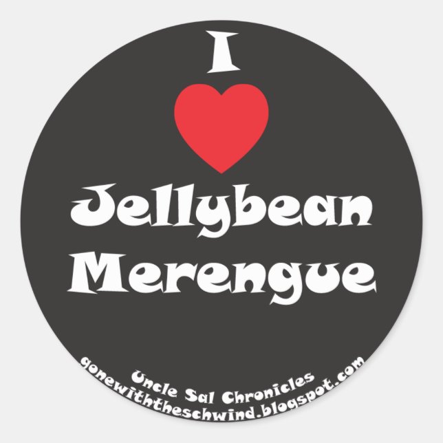 I Heart Jellybean Merengue black Classic Round Sticker (Front)