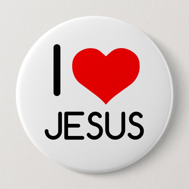 I HEART JESUS 4 INCH ROUND BUTTON (Front)