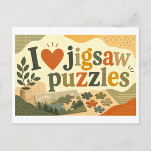 "I [Heart] Jigsaw Puzzles" Postcard